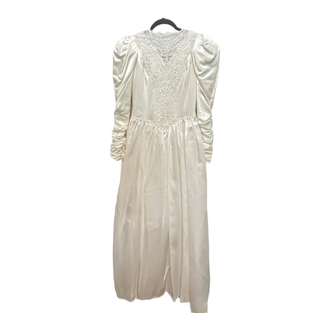 Jessica McClintock Wedding Dress Women's 7 / 8 Cream Satin Victorian Style Retro